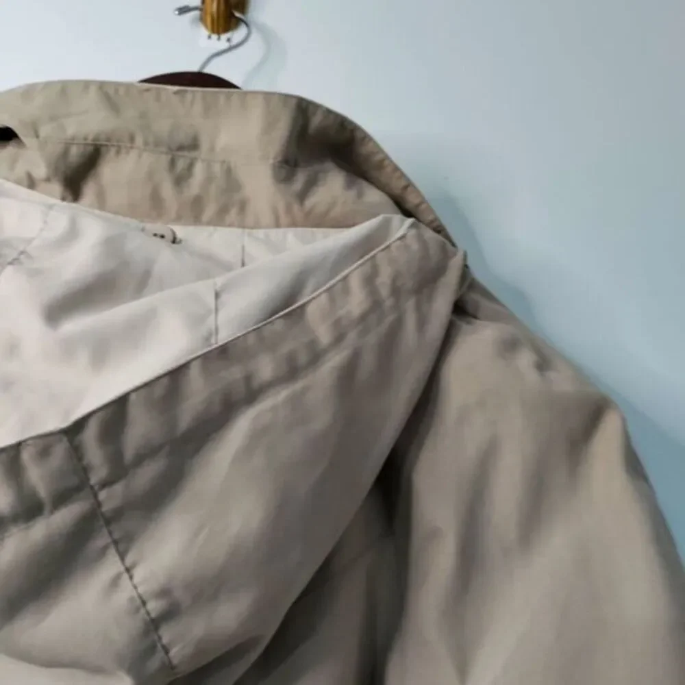 IZZI Outerwear Women M Tan Coat/Jacket Full Zip Detachable Hood Zip Button Close - Picture 6 of 9